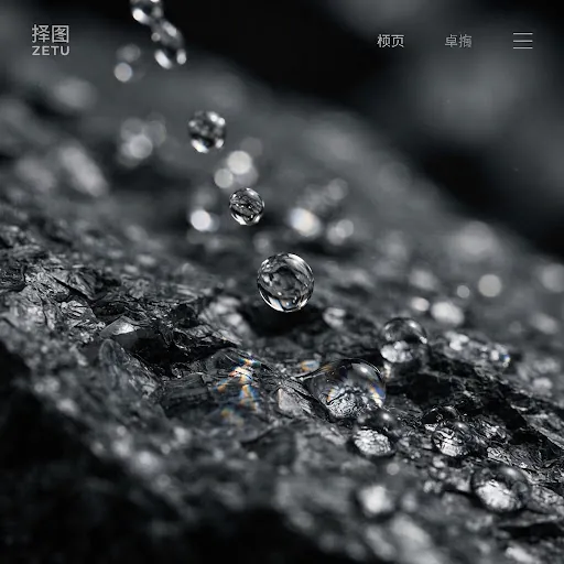 择图网站页面:岩石水珠微距影像